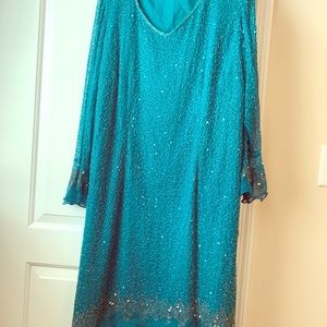 Cocktail length Sequined dress 100% Silk  Size 20W